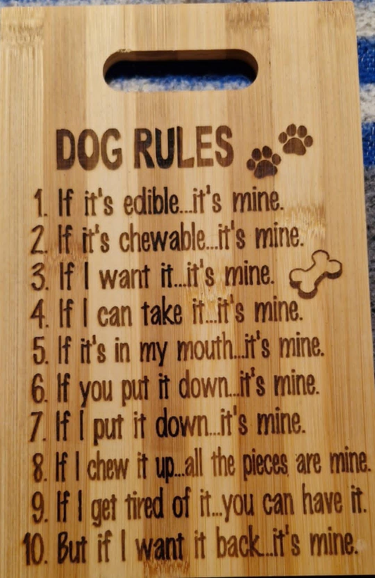 Laser Engraved Dog Rules