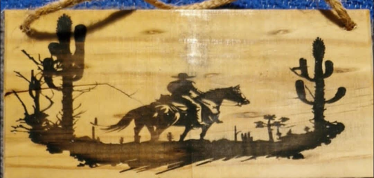 Laser Engraved Cowboy wall hanging