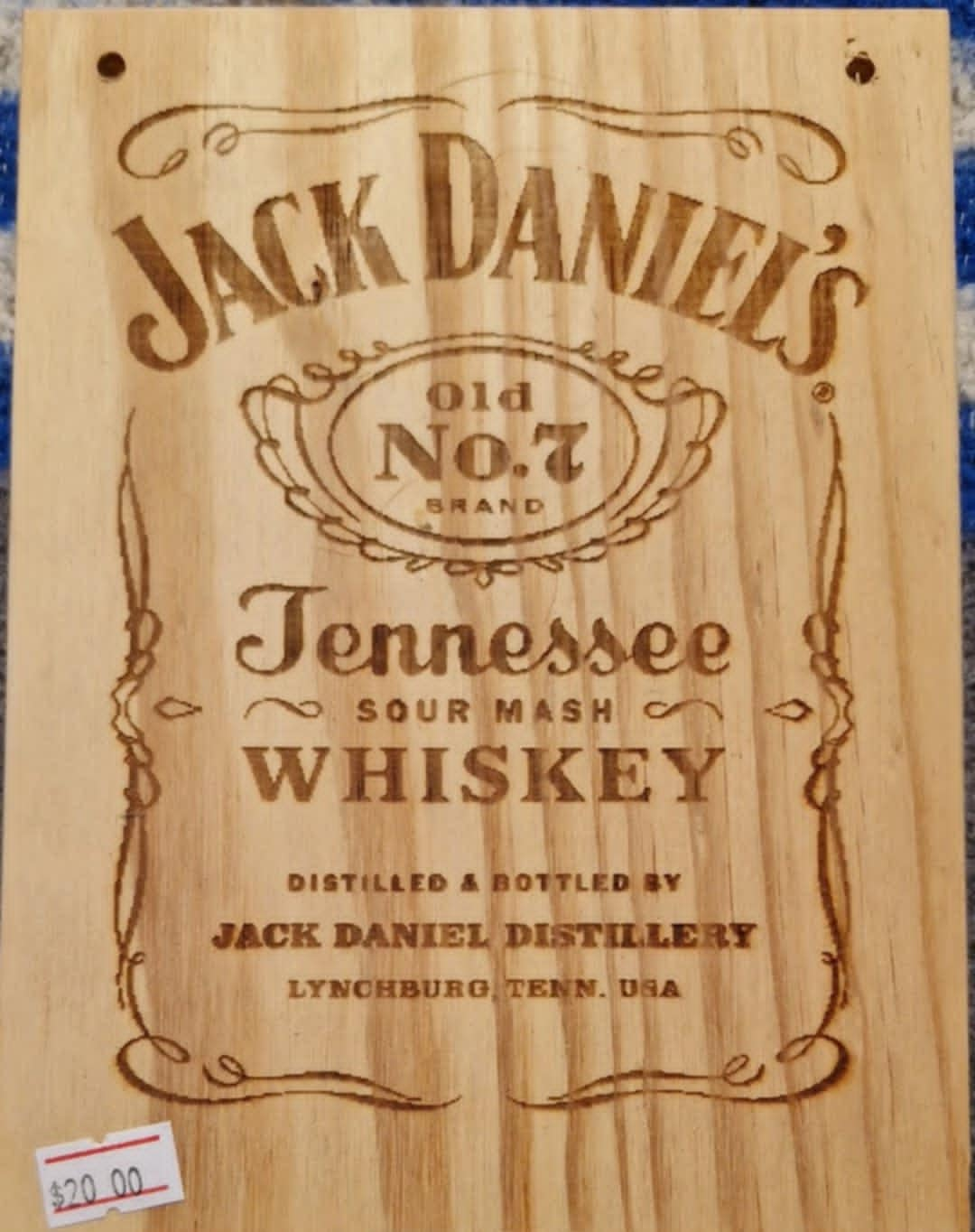 Laser Engraved Jack Daniels wall hanging