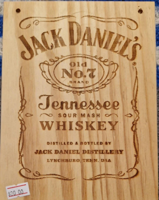 Laser Engraved Jack Daniels wall hanging