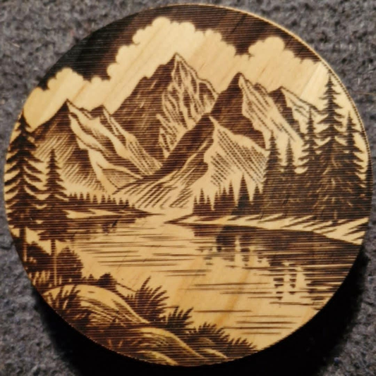 Laser Engraved Mountain Coaster